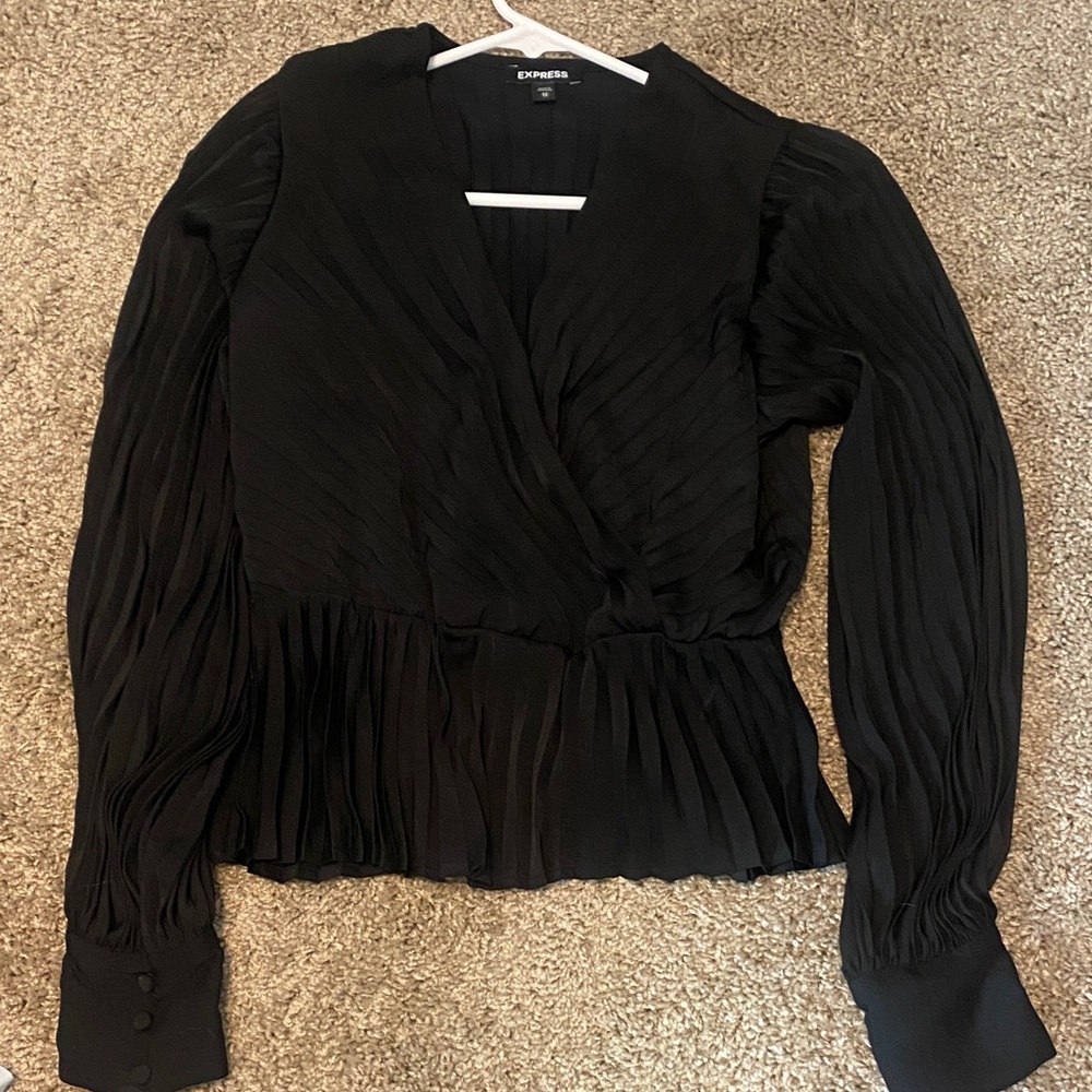 Express Black Pleated Women's Blouse